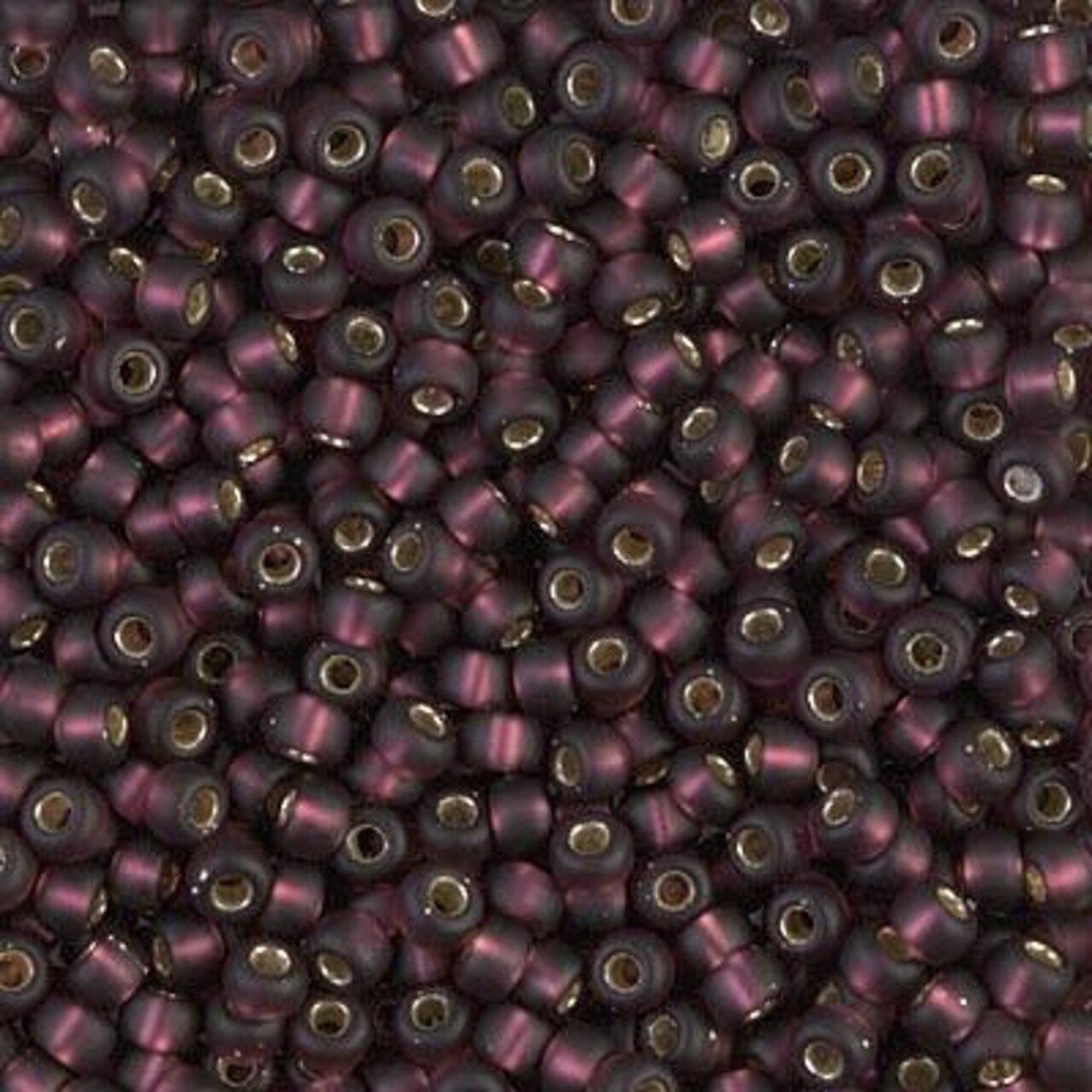 Miyuki 8 Round Seed Bead, 8-13F, Matte Silver Lined Dark Smoky Amethyst, 10 grams